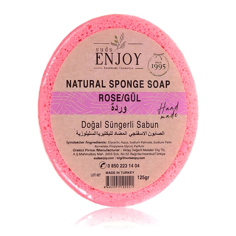 Doğal Gül El Yapımı Süngerli Duş Sabunu